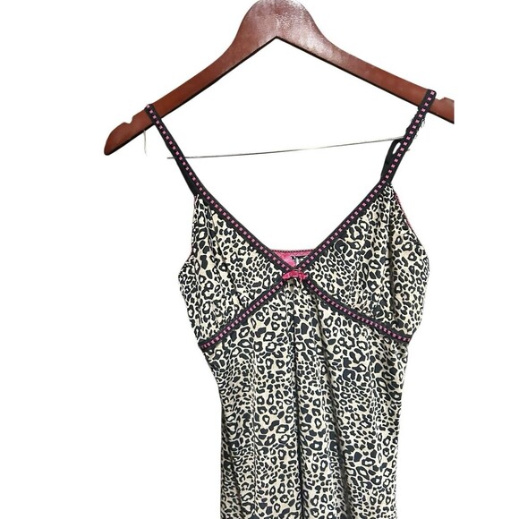 Pucker Up! Womens Slip Dress Animal Print and Pink Size Medium Ruffle Hem 90sY2K - Picture 5 of 6